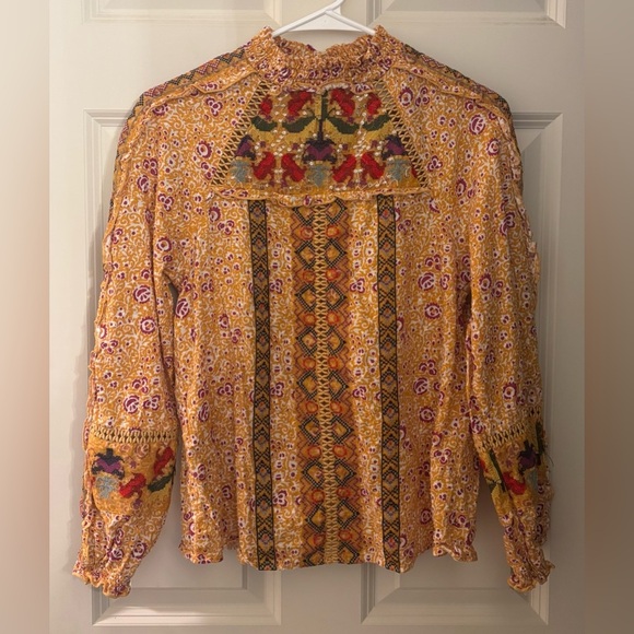 Maeve Tops - Maeve By Anthropologie Printed & Embroidered Boho 100% Cotton Blouse, Size 2